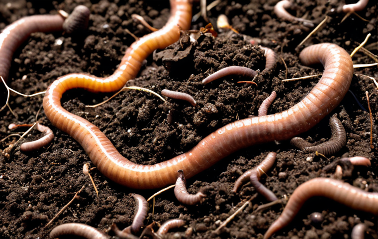 정원에서의 생태적 지속 가능성 연구하기 - Healthy Soil Ecosystem**
"Close-up of healthy garden soil teeming with earthworms and visible compo...